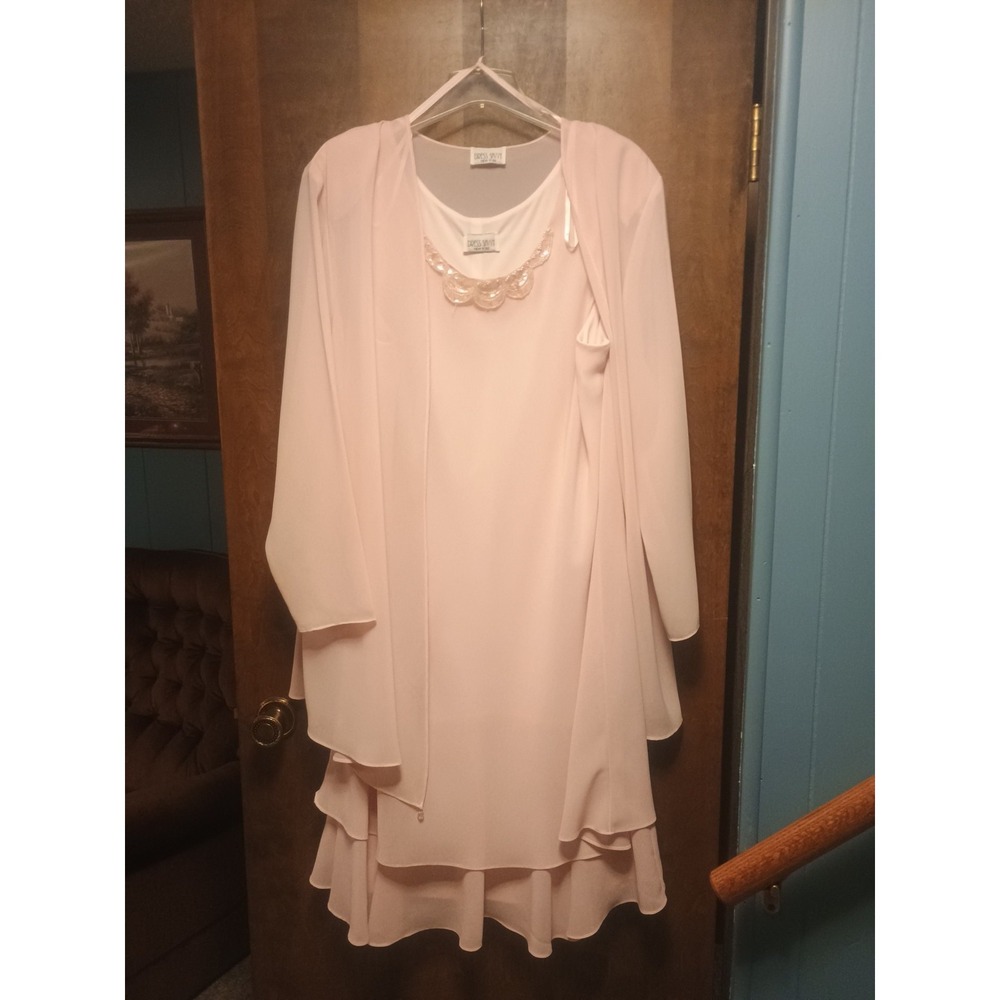 Women's Dress Savvy Pink Chiffon Tiered Dress Size 18 Mother Of The Bride